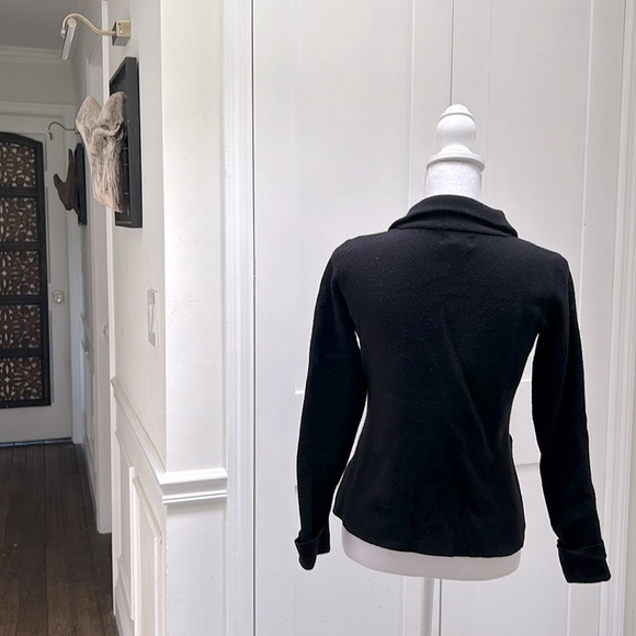 Adrienne Vittadini Womens Black Knit Blazer Cardigan Gold Buttons Sz XS Chic - Picture 4 of 10